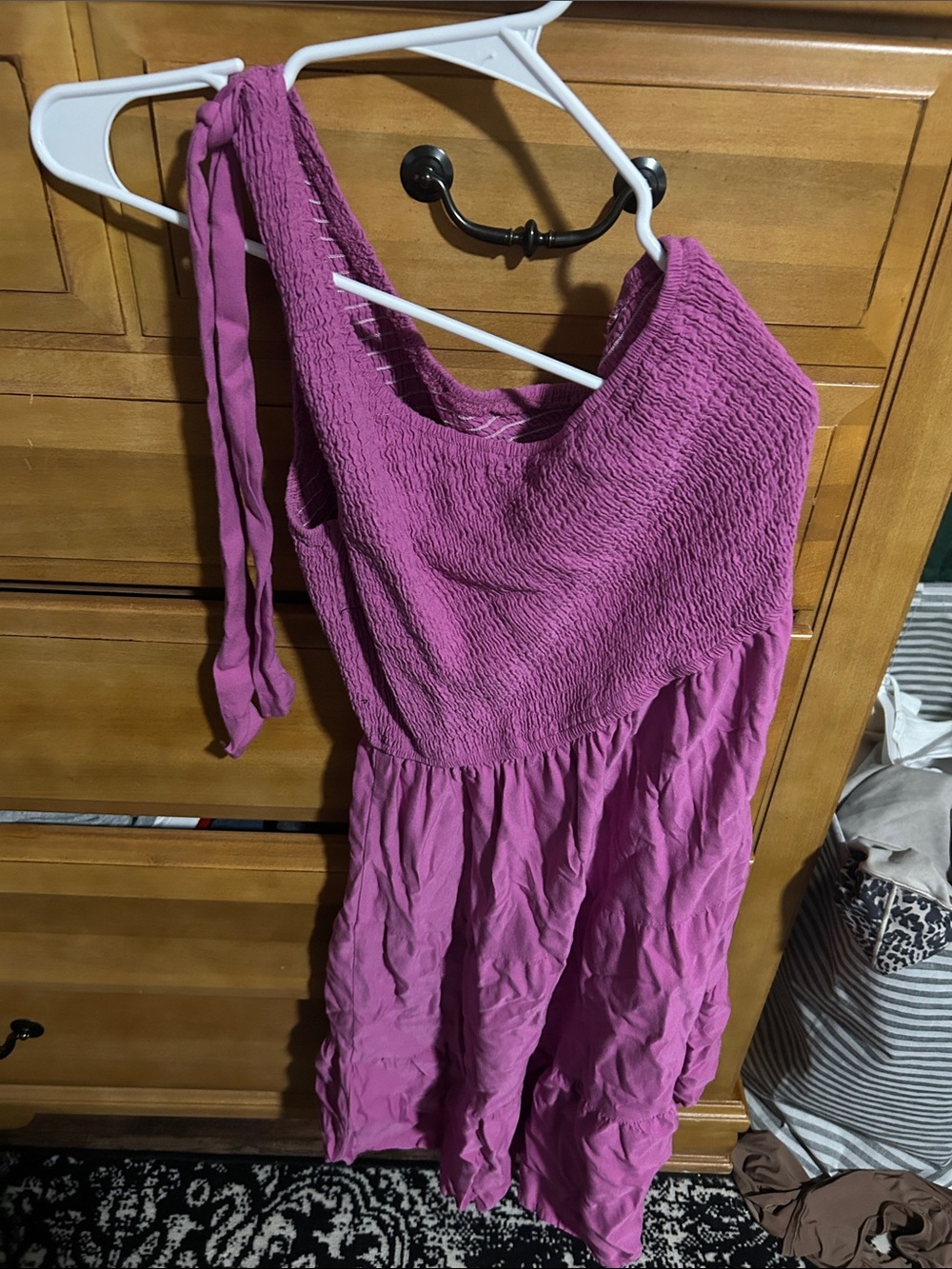 Women's One-Shoulder Smocked Sundress - Pink